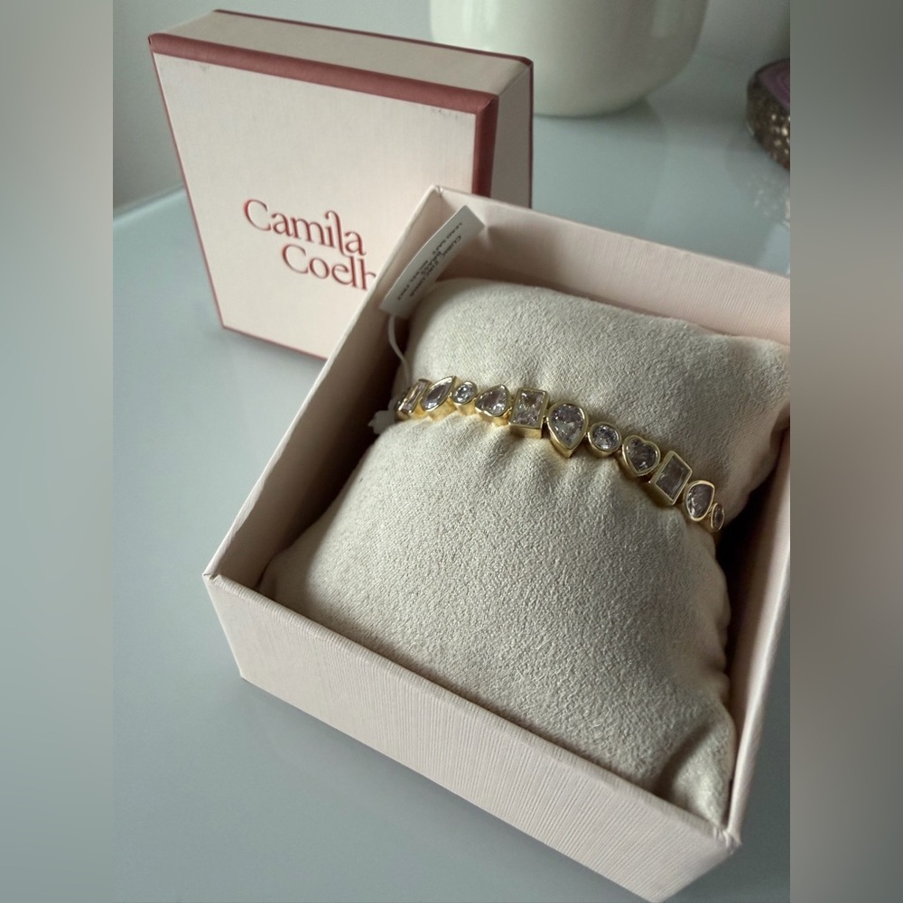 Camila Coelho Gold mixed cut cubic zirconia Cuff Bracelet